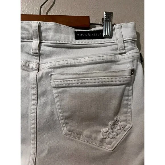 Women's Rock & Republic White Roll Cuff Jean Shorts Size 6 [EXCELLENT] - Picture 5 of 7